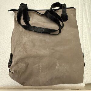 Prieto Barcelona Leather Tote - Taupe with Black Leather Handles